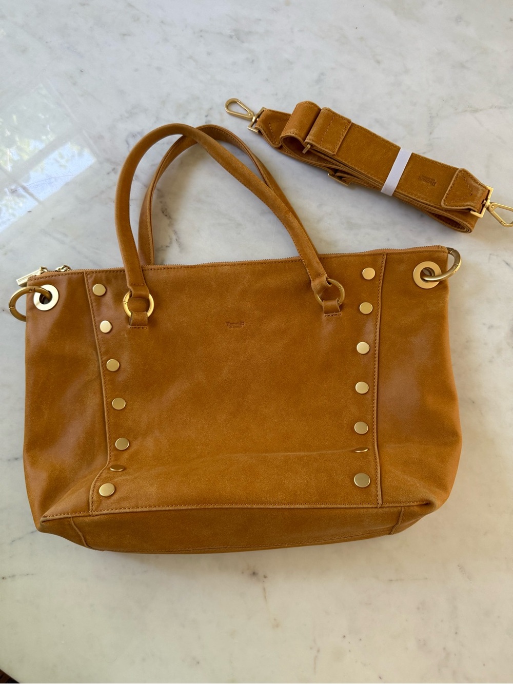 Hammitt Daniel Large Tan Purse with Gold Studs